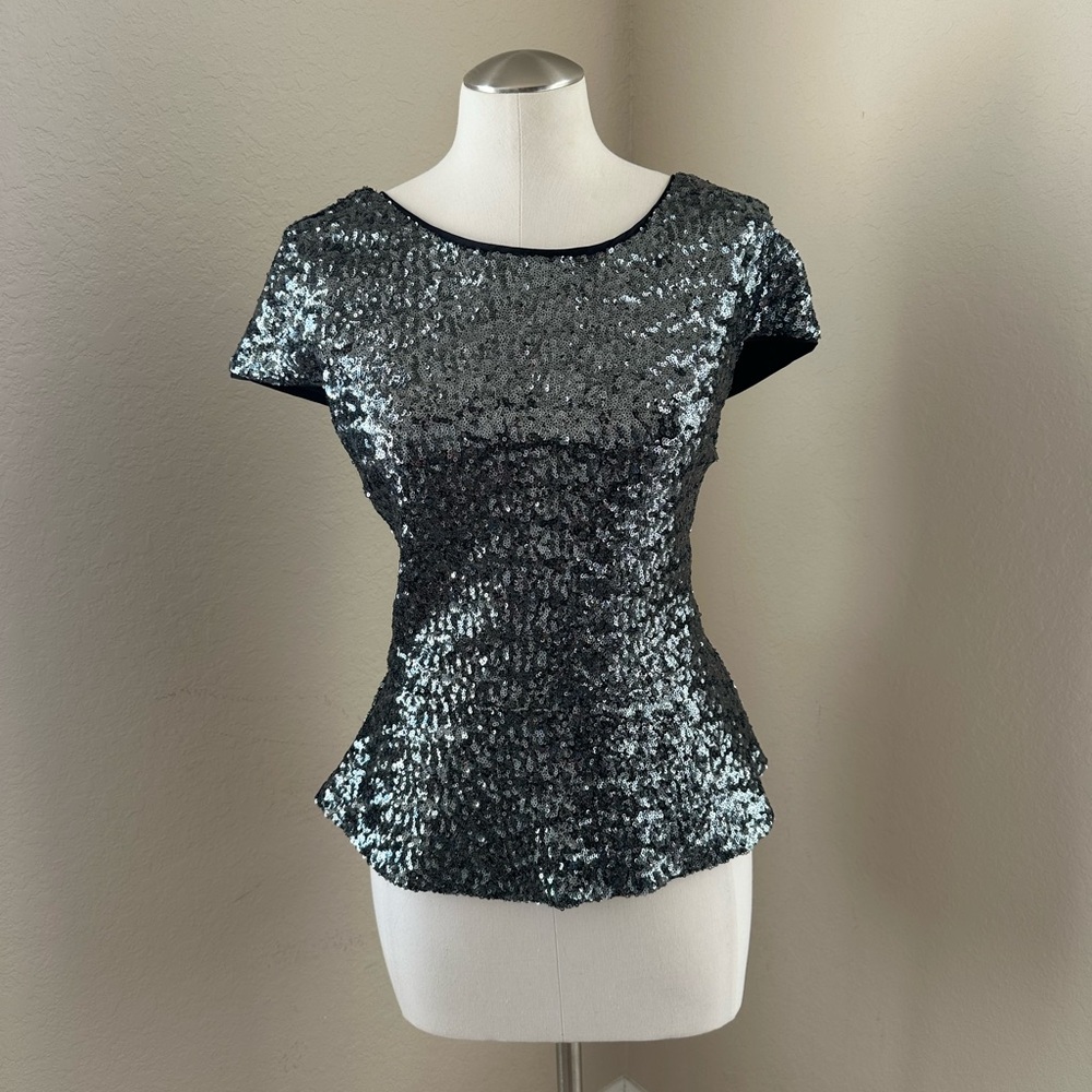 GB Sequined Peplum Blouse